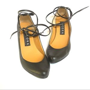 Nicora vegan black faux leather pumps heels shoes size 8